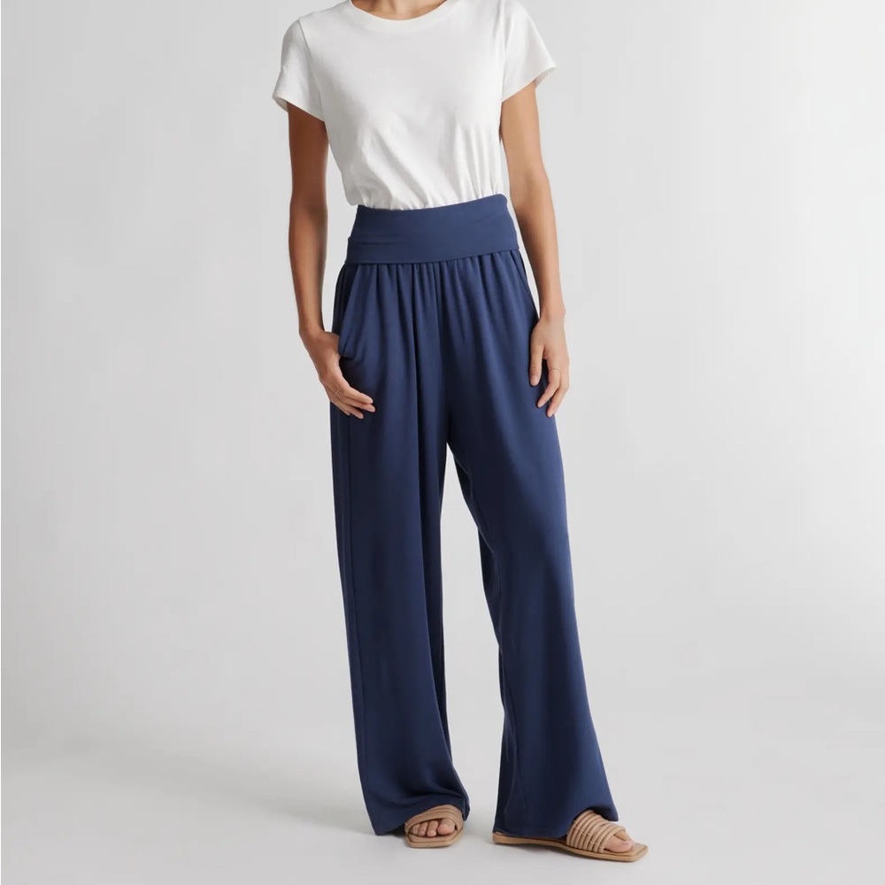 Quince Navy Wide-Leg Pants
